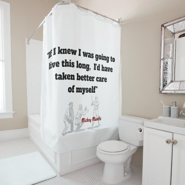 Rideaux De Douche Mickey Mantle Citation Sur Vivre Une Longue Vie (En situation)