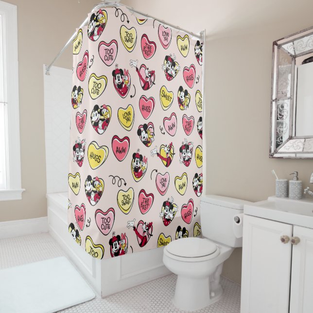 Rideaux De Douche Mickey Souris & Amis | Valentine Heart Candy (En situation)