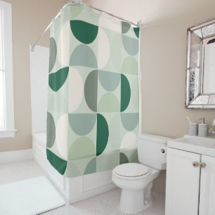 Rideaux De Douche Mid Century Moderne Abstrait Motif Sage Green