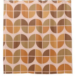 Rideaux De Douche Mid Century moderne Motif orange brun