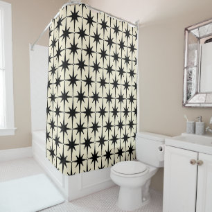 Rideaux De Douche Mid Century moderne Starburst Motif noir