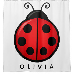 Rideaux De Douche Mignonne coccinelle rouge personnalisée avec nom -