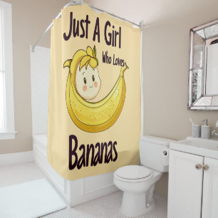 Rideaux De Douche Mignonne Juste Une Fille Qui Aime Les Bananes Amat