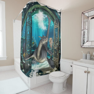 Rideaux De Douche Mignonne petite sirène avec sadragon.