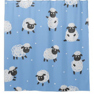 Rideaux De Douche Mignons moutons blancs : agneaux vintages.