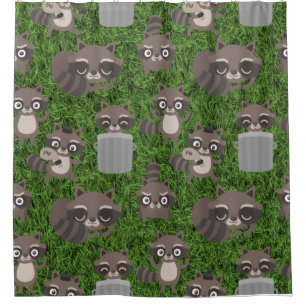 Rideaux De Douche mignons raccoons poubelle poubelle caissons