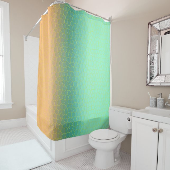 Rideaux De Douche Minimalisme Art Abstrait Pale Turquoise Green Cora (En situation)
