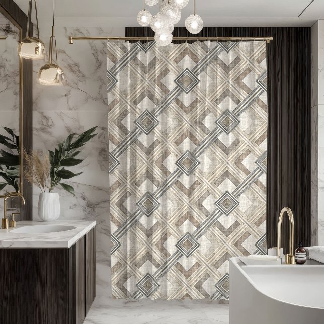 Rideaux De Douche Minimalist Curtain Soft Pastel Geometric Pattern (Minimalist Curtain Soft Pastel Geometric Pattern)