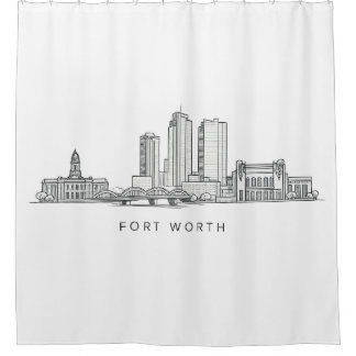 Rideaux De Douche Minimalist Fort Worth Skyline Line Art