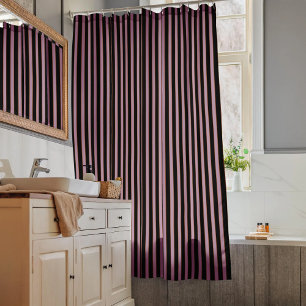 Rideaux De Douche Minimaliste rayé noir rose