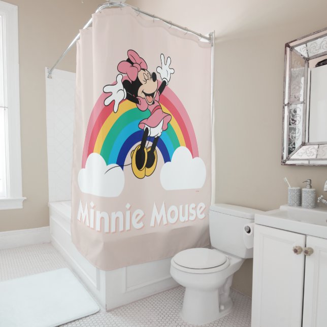Rideaux De Douche Minnie | Arc en ciel et nuages (En situation)
