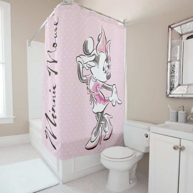 Rideaux De Douche Minnie | Elégante aquarelle Pose (En situation)
