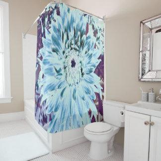 Rideaux De Douche Mint Green and Teal Dahlia Flower