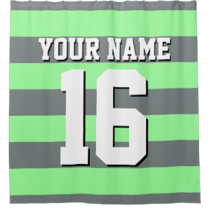 Rideaux De Douche Mint Green Charcoal Sports Jersey Preppy Strip