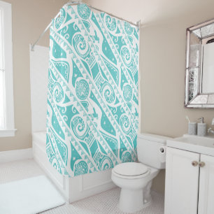 Rideaux De Douche Moana  Motif tribal Turquoise