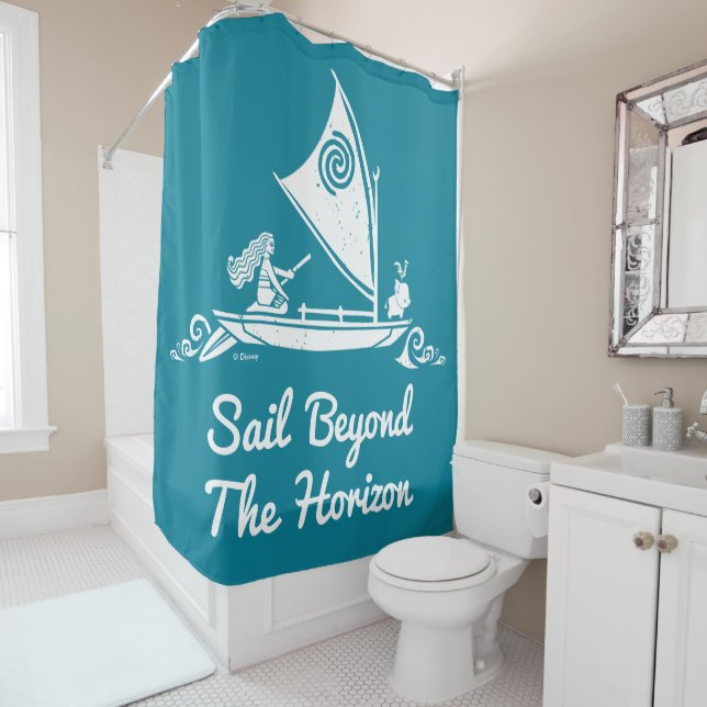 Rideaux De Douche Moana| Voile Au-Delà De L'Horizon (En situation)