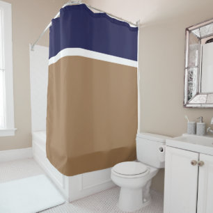 Rideaux De Douche Mocha Brown Blanc Marine Bleu Bloc de couleur