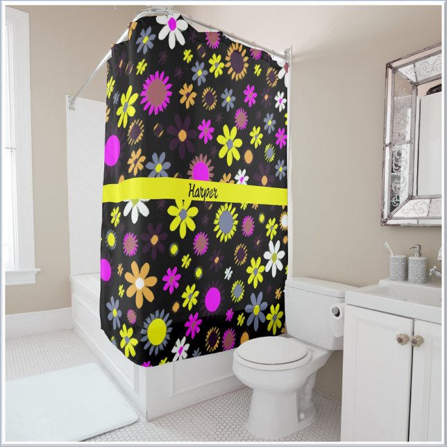 Rideaux De Douche Mod Black Floral (Créateur téléchargé)