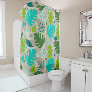 Rideaux De Douche Mod Monstera Feuilles Abstrait Hawaï Tropical-Cool