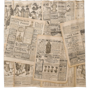 Rideaux De Douche Mode antique : Pages publicitaires de journaux