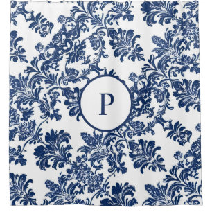 Rideaux De Douche Modèle bleu Damas de la marine classique