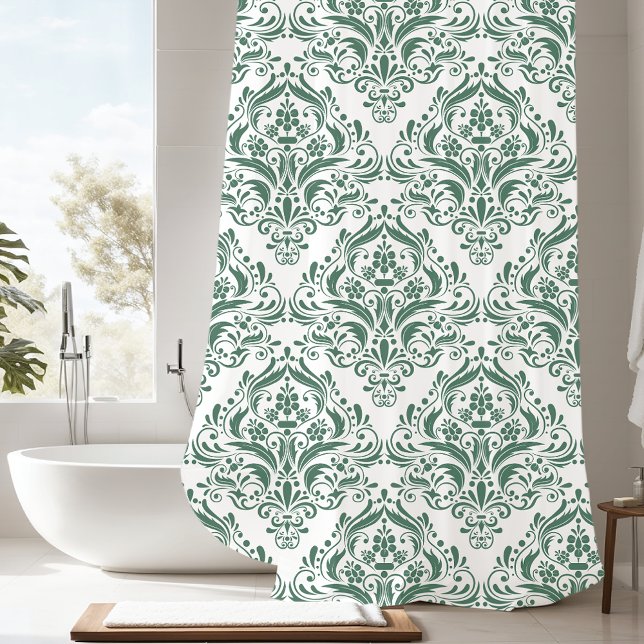 Rideaux De Douche Modèle Chasseur unique Green & White Classic Damas (Créateur téléchargé)