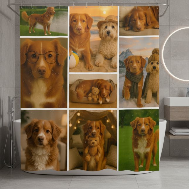 Rideaux De Douche Modèle de collage photo personnalisé 9 photos (Photo Collage Personalized 9 Photo Template Shower Curtain by Ricaso. Add photos or your own artwork)