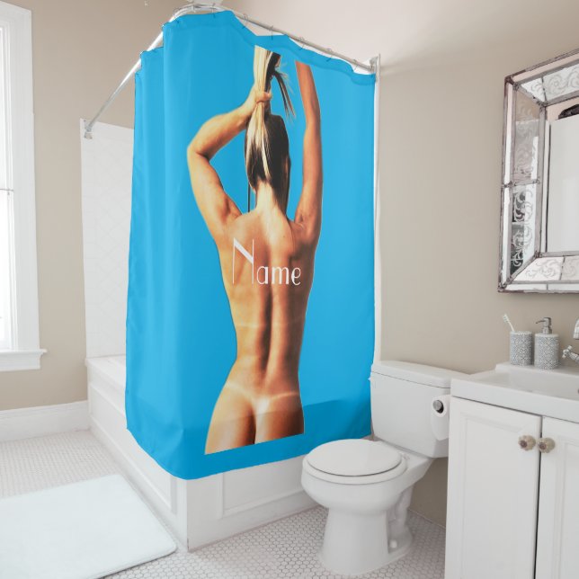 Rideaux De Douche Modèle de fitness Tanlines Thunder_Cove (En situation)