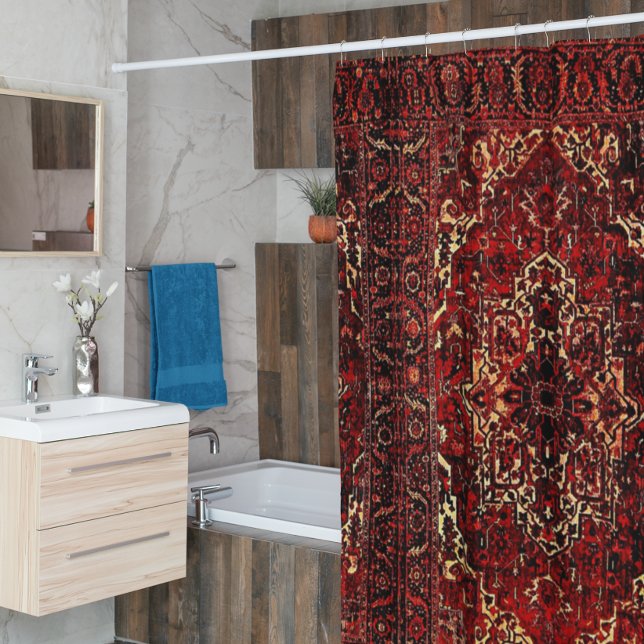 Rideaux De Douche Modèle de tapis oriental en rouge foncé (Créateur téléchargé)
