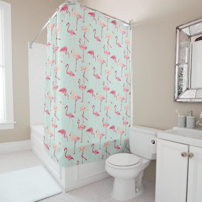 Rideaux De Douche Modèle Flamingo rétro (En situation)