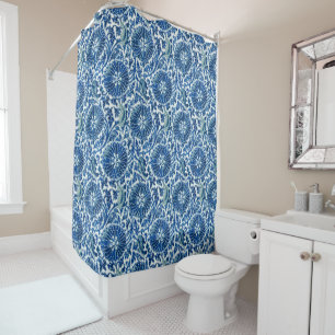 Rideaux De Douche Modèle floral chinois bleu