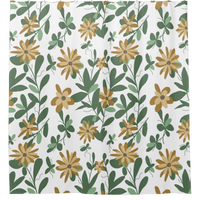 Rideaux De Douche Modèle Floral Design 278 Vert Orange (Devant)