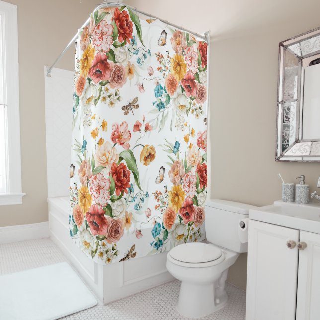 Rideaux De Douche Modèle floral du jardin (En situation)