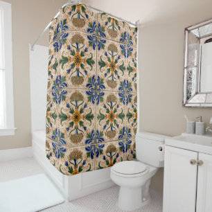 Rideaux De Douche Modèle Floral Vintage méditerranéen coloré