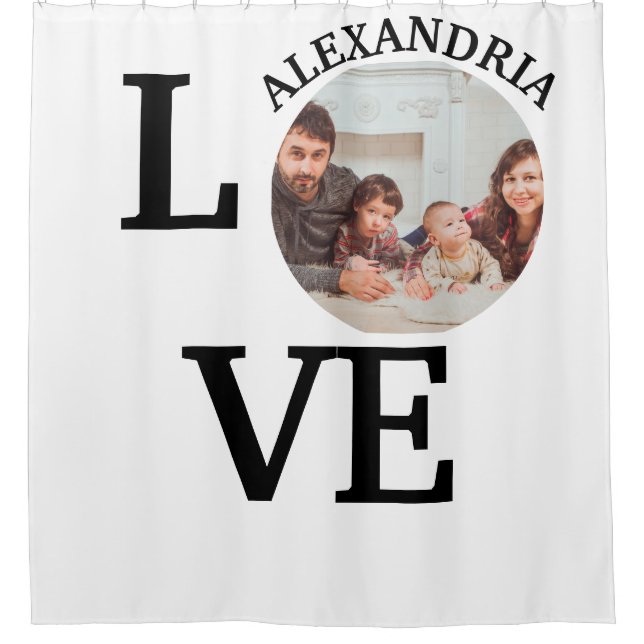 Rideaux De Douche Modèle photo d'amour personnalisé moderne (Devant)