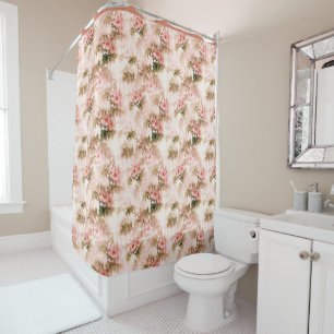 Rideaux De Douche Modèle vintage de fleurs roses victoriennes