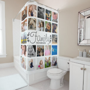 Rideaux De Douche Modern 22 Family Photo Collage & Nom Douche Curta