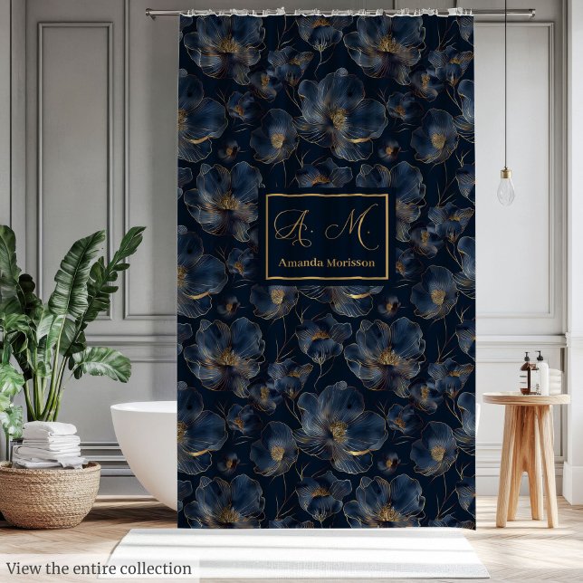Rideaux De Douche Modern Chic Custom Name Floral Shower Curtain (Modern Chic Custom Name Floral Shower Curtain)