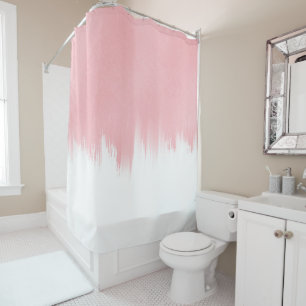 Rideaux De Douche Modern Pink Brush strokes white Design