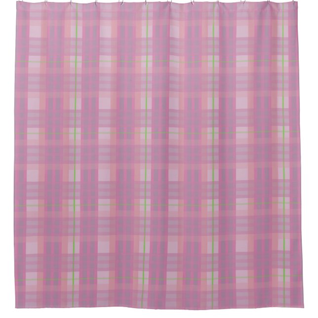 Rideaux De Douche Modern Pink Plaid Shower Curtain (Devant)