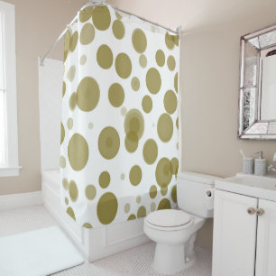Rideaux De Douche Moderne bulles de points polka or et blanc pour fê