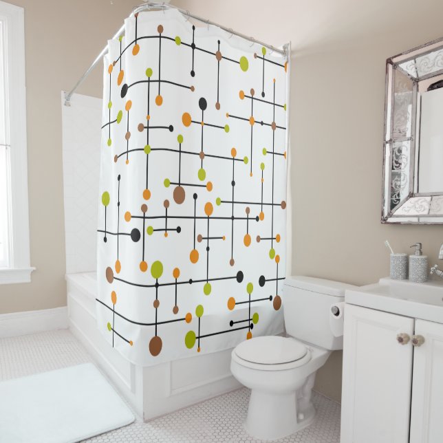 Rideaux De Douche Moderne du milieu du siècle  (En situation)