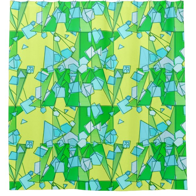 Rideaux De Douche Moderne du milieu du siècle Abstrait, vert citron  (Devant)