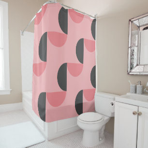 Rideaux De Douche Moderne du milieu du siècle rose et gris