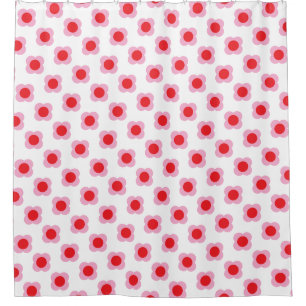Rideaux De Douche Moderne minimaliste Fleurs rétro rouge et rose fun