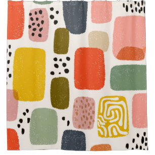 Rideaux De Douche Moderne motif abstrait aquarelle Boho   Coloré