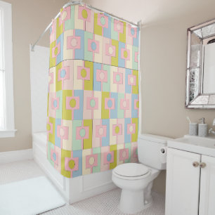 Rideaux De Douche Moderne Pastel Rectangulaire Géométrique du Milieu
