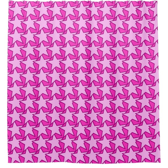 Rideaux De Douche Moderne Star Géométrique - Fuchsia et rose glace (Devant)