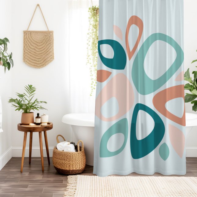 Rideaux De Douche Moderne Stylish Peach Turquoise Saumon Abstrait (Créateur téléchargé)