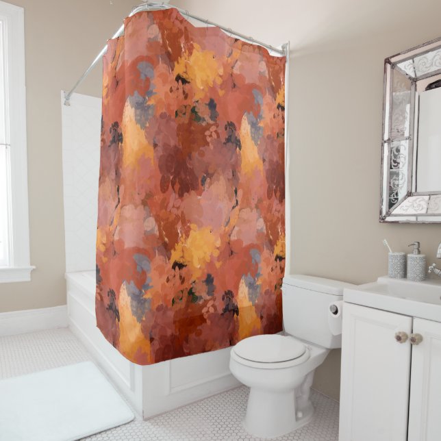 Rideaux De Douche Moderne tendance en terre cuite rouille orange Bro (En situation)